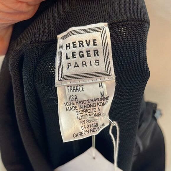 Herve Leger Paris Rayon Long Side Tie Black Pants. Size Medium. NWT. - Picture 7 of 11